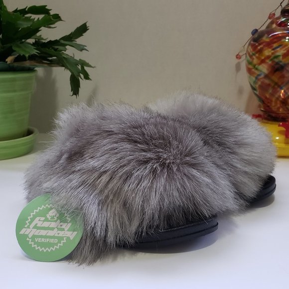 Funky Monkey Shoes | Funky Monkey Slides Faux Fur Fuzzy Slides Grey | Poshmark